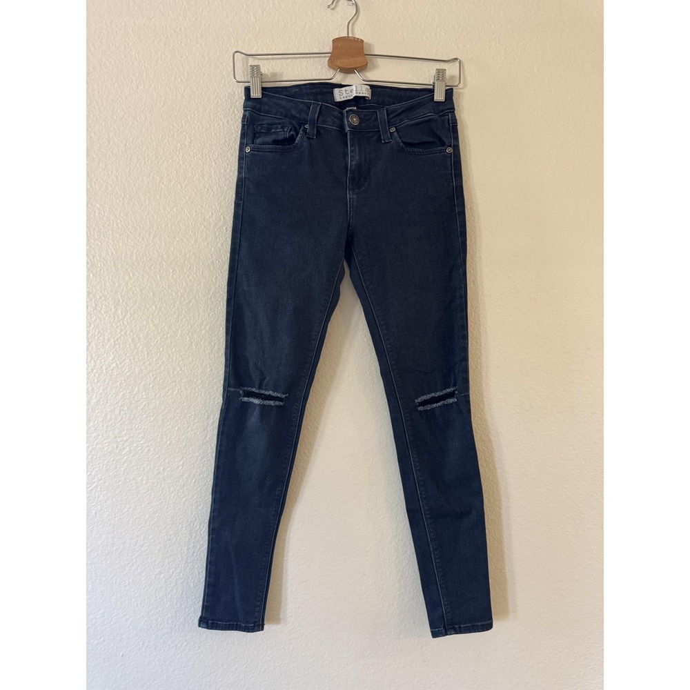 Stella Laguna Beach Jeans Womens 27 Distressed Skinny Dark Wash Stretch Made USA